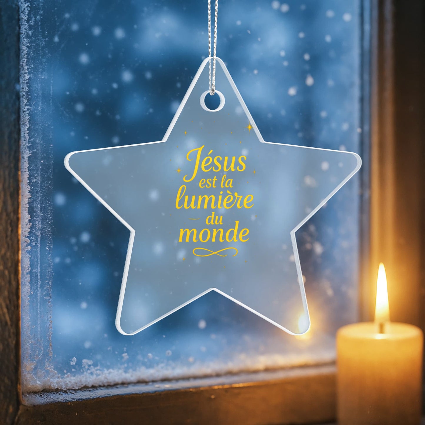 Ornement étoile en acrylique - Jésus est la lumière du monde
