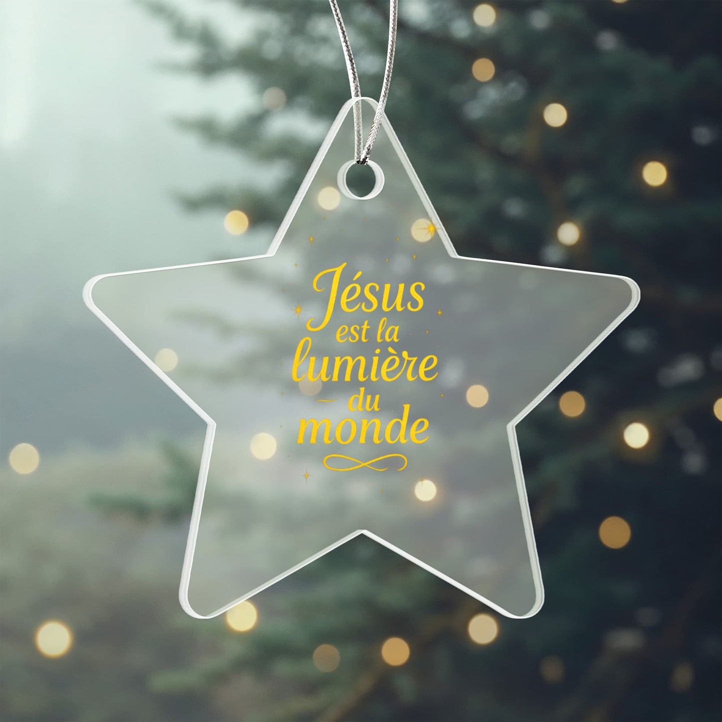 Ornement étoile en acrylique - Jésus est la lumière du monde